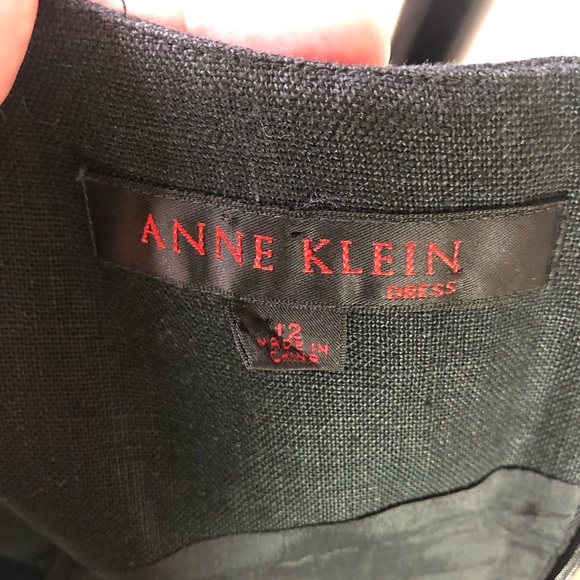 Anne Klein Black 100% Linen Pleated Dress Sz 12 - Picture 3 of 8